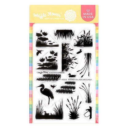 Postage Collage Lake Sunset Stamp Set 