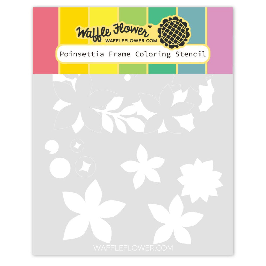 Poinsettia Frame Coloring Stencil 