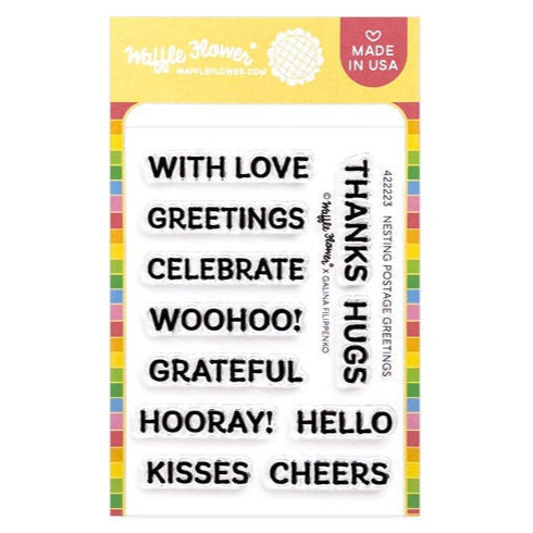 Nesting Postage Collage Greetings Stamp Set 