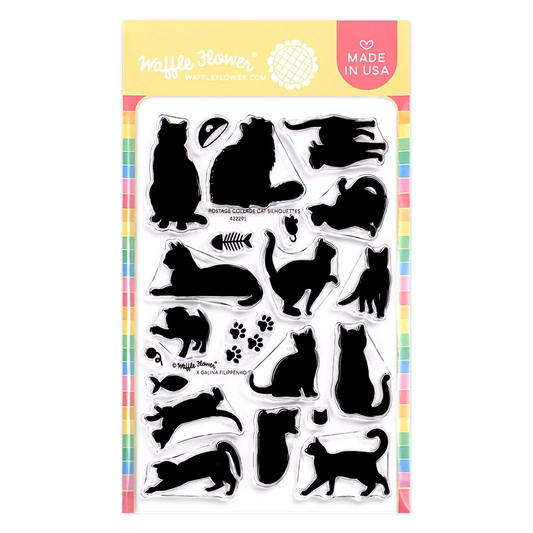 Postage Collage Cat Silhouettes Stamp Set 