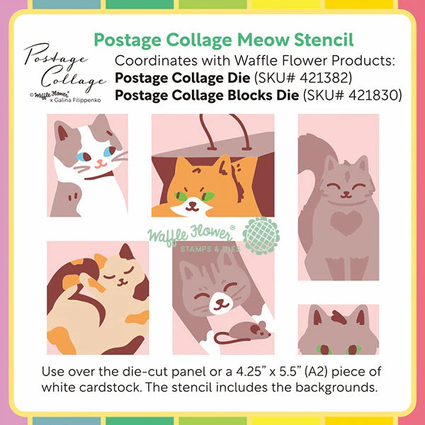 Postage Collage Meow Stencils