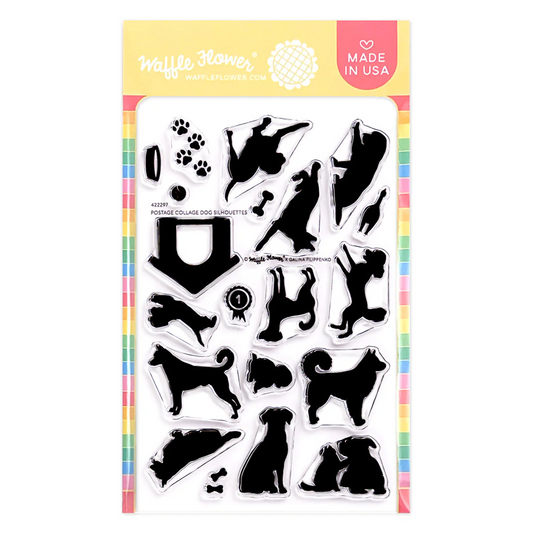 Postage Collage Dog Silhouettes Stamp Set 