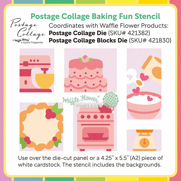 Postage Collage Baking Fun Stencil 