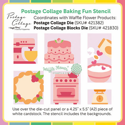 Postage Collage Baking Fun Stencil 