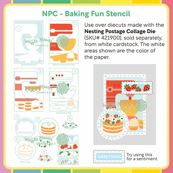 Nesting Postage Collage Baking Fun Stencil 