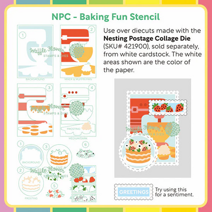 Nesting Postage Collage Baking Fun Stencil 