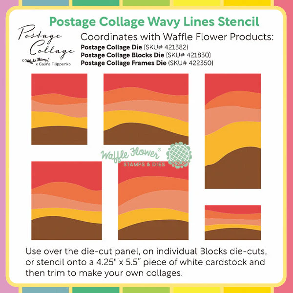 Postage Collage Wavy Lines Stencil 