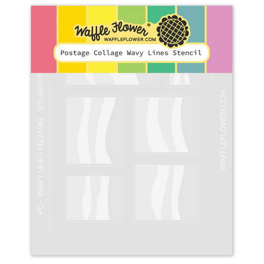 Postage Collage Wavy Lines Stencil 
