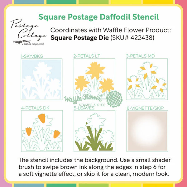 Square Postage Daffodil Stencil 