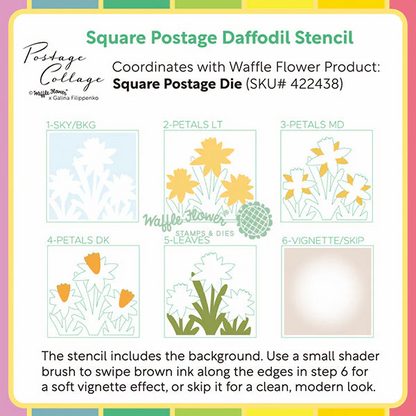 Square Postage Daffodil Stencil 