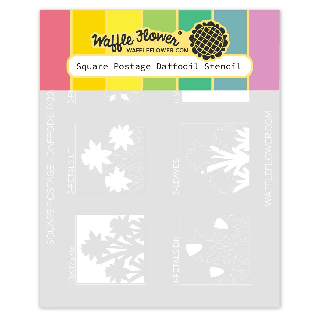 Square Postage Daffodil Stencil 