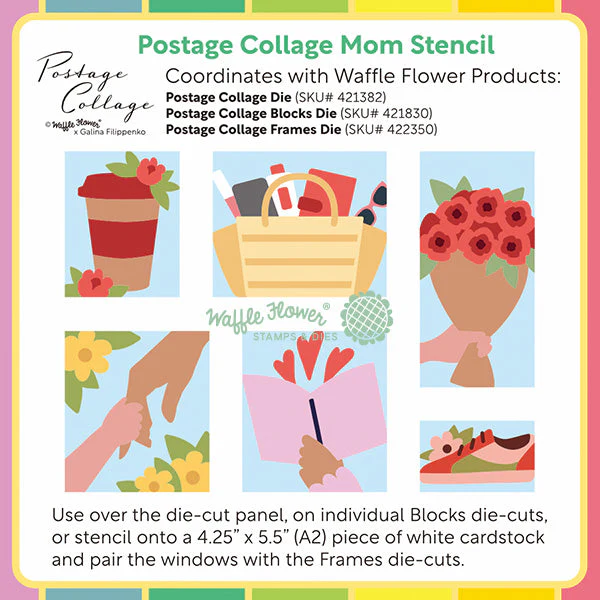 Postage Collage Mom Stencil 