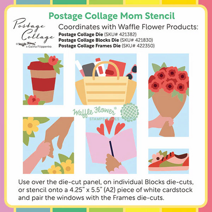 Postage Collage Mom Stencil 