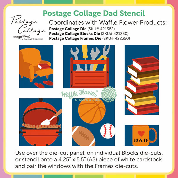 Postage Collage Dad Stencil 