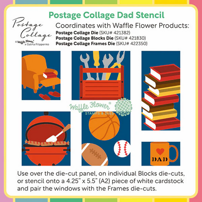 Postage Collage Dad Stencil 