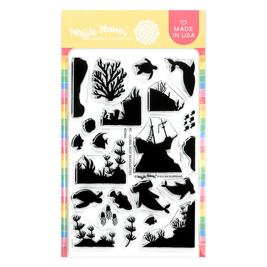 Postage Collage Coral Reef Silhouettes Stamp Set 