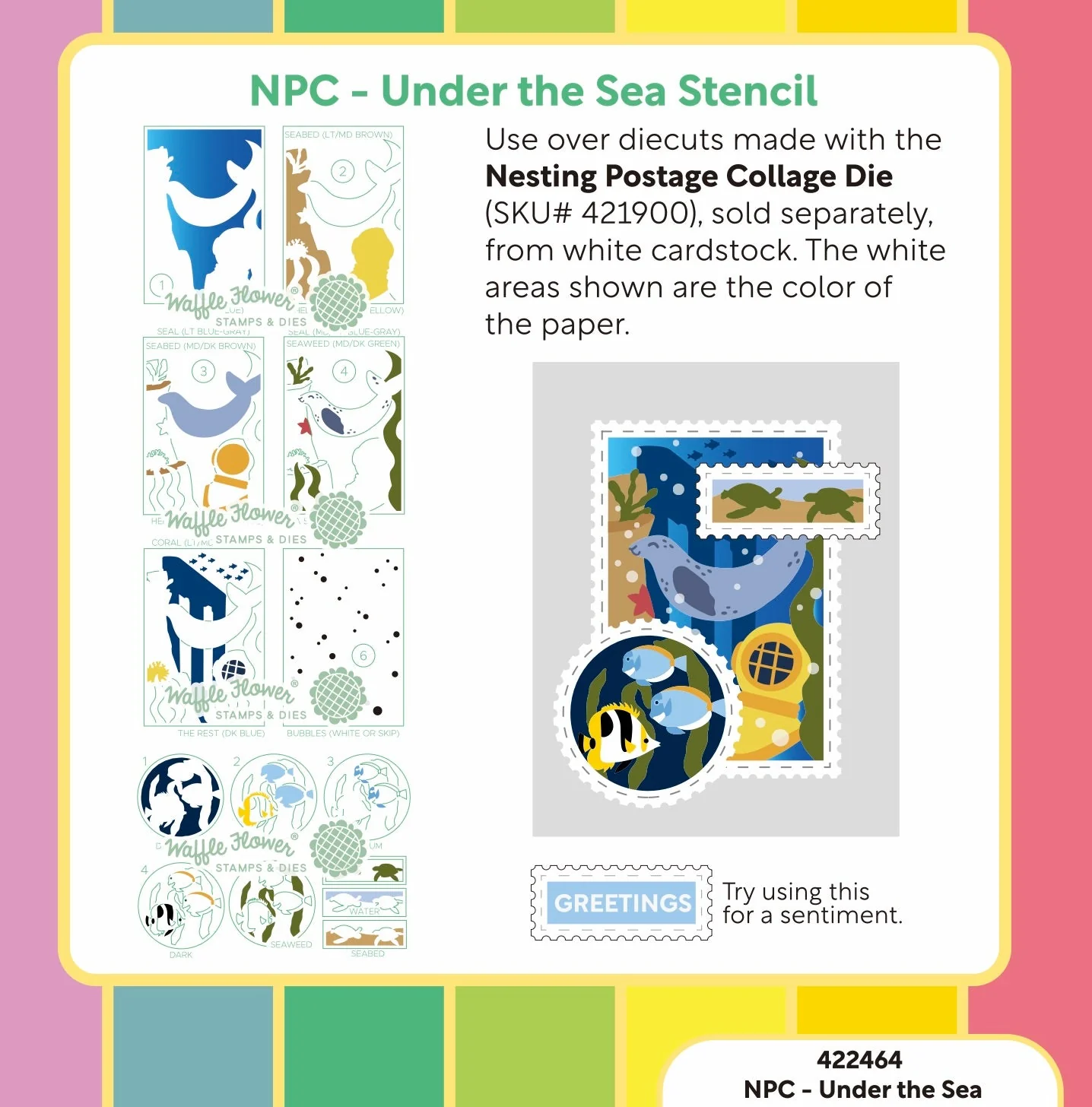 Nesting Postage Collage Under the Sea Stencil 