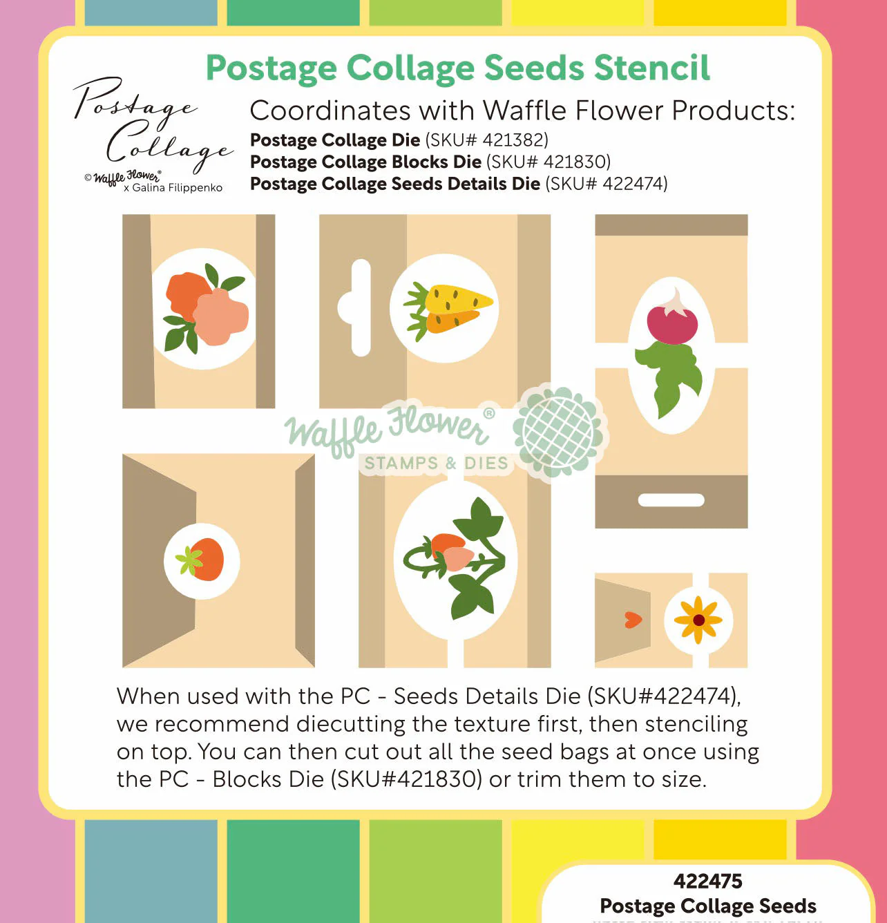 Postage Collage Seeds Stencil 