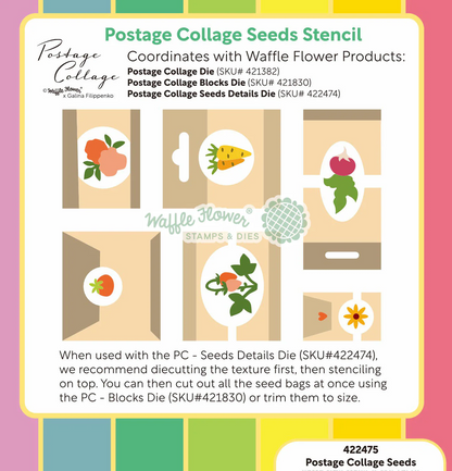 Postage Collage Seeds Stencil 