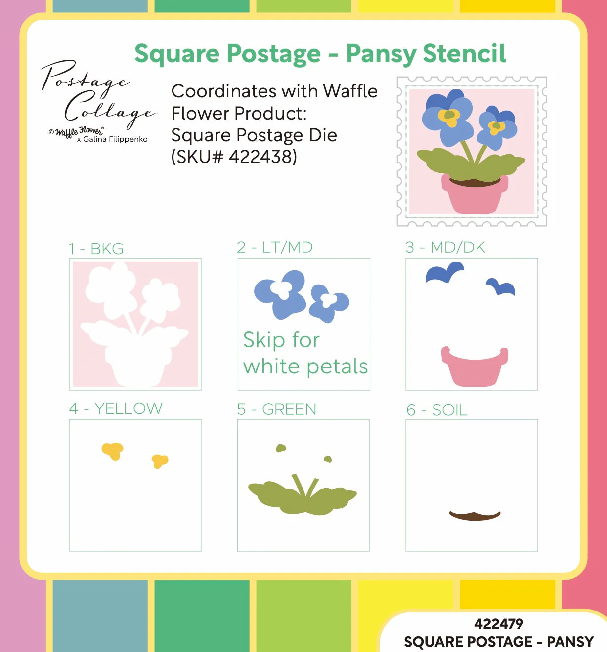 Square Postage Pansy Stencil