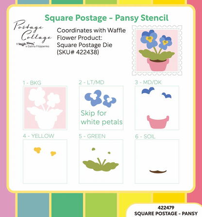 Square Postage Pansy Stencil