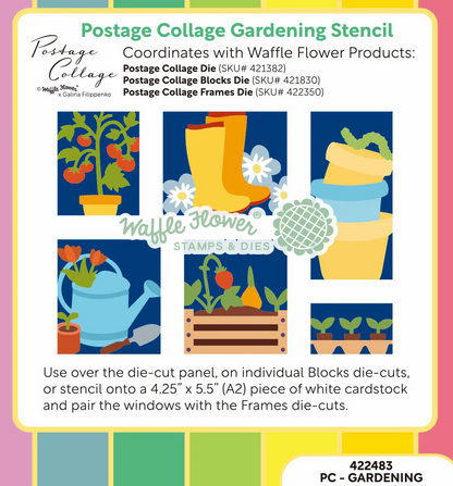 Postage Collage Gardening Stencil 