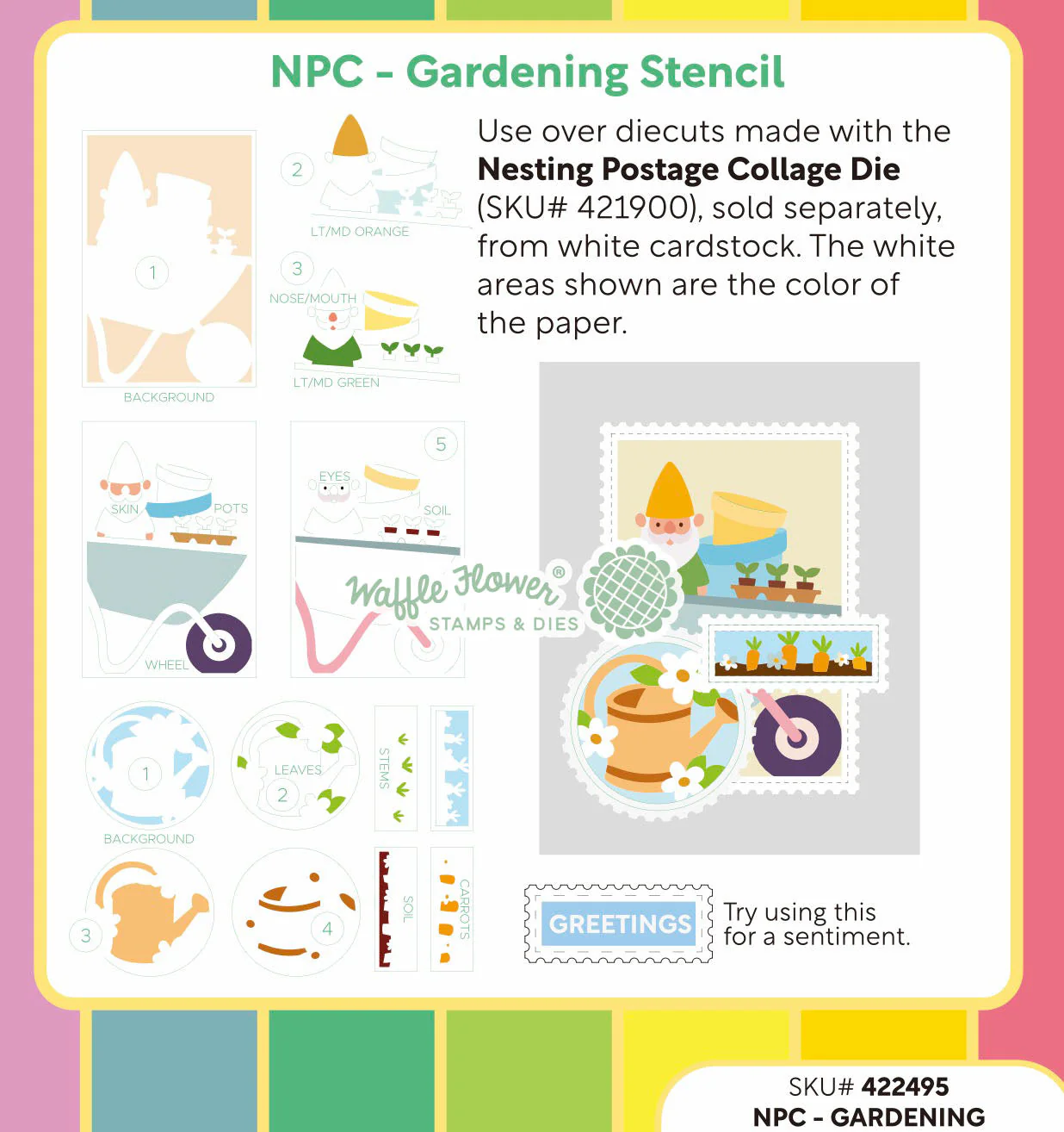 Nesting Postage Collage Gardening Stencil 