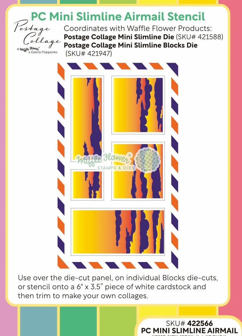 Postage Collage Mini Slimline Airmail Stencil 
