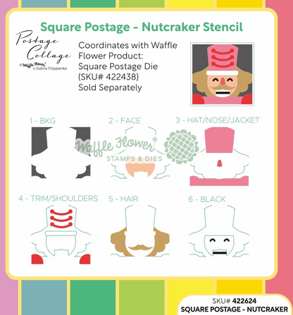 Square Postage Nutcracker Stencil 