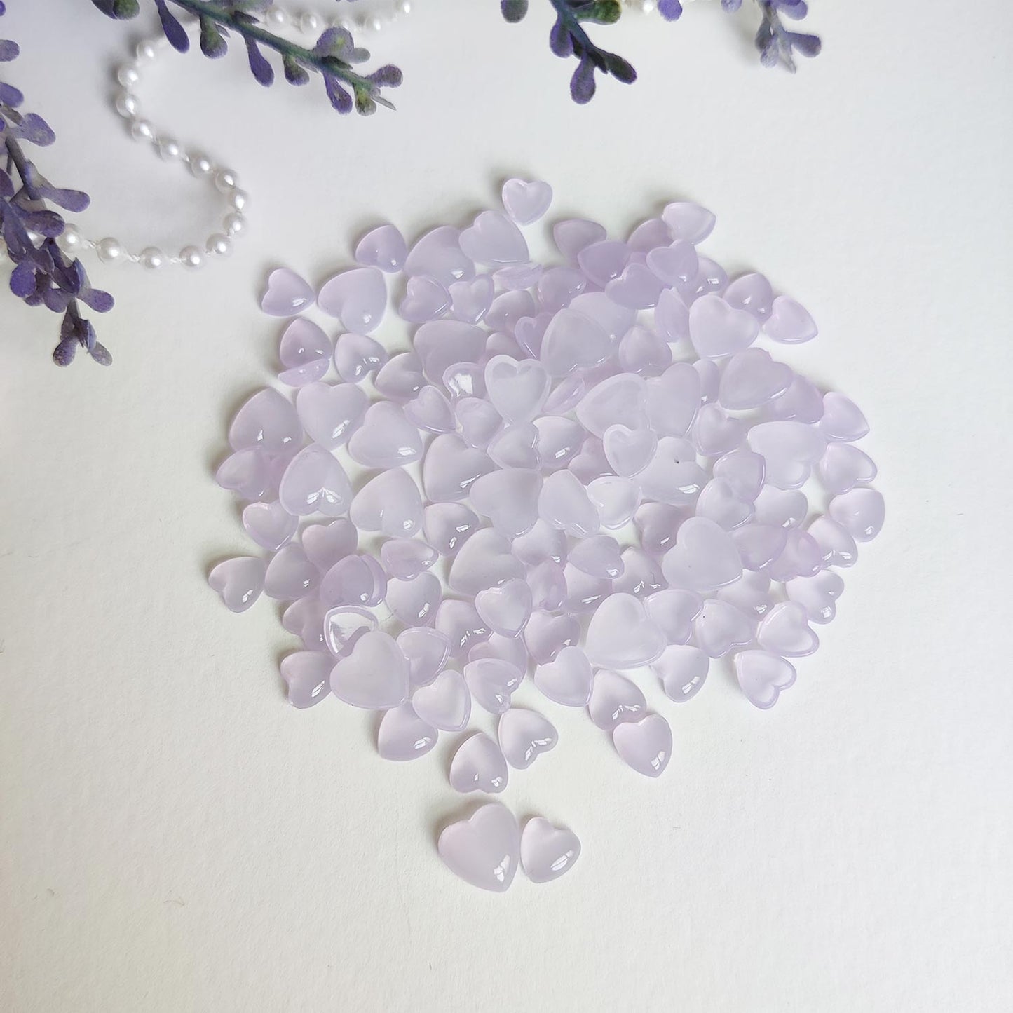 Pastel Lilac Hearts Water Droplets