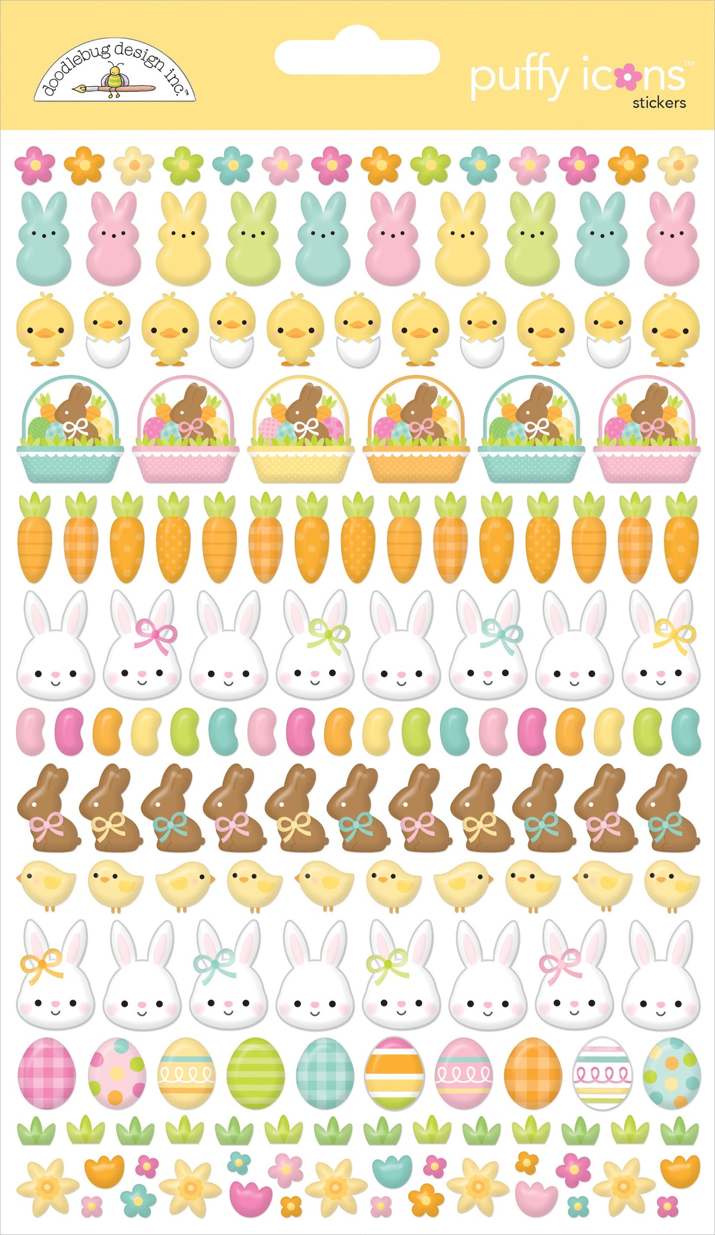 Bunny Hop Icons Puffy Stickers