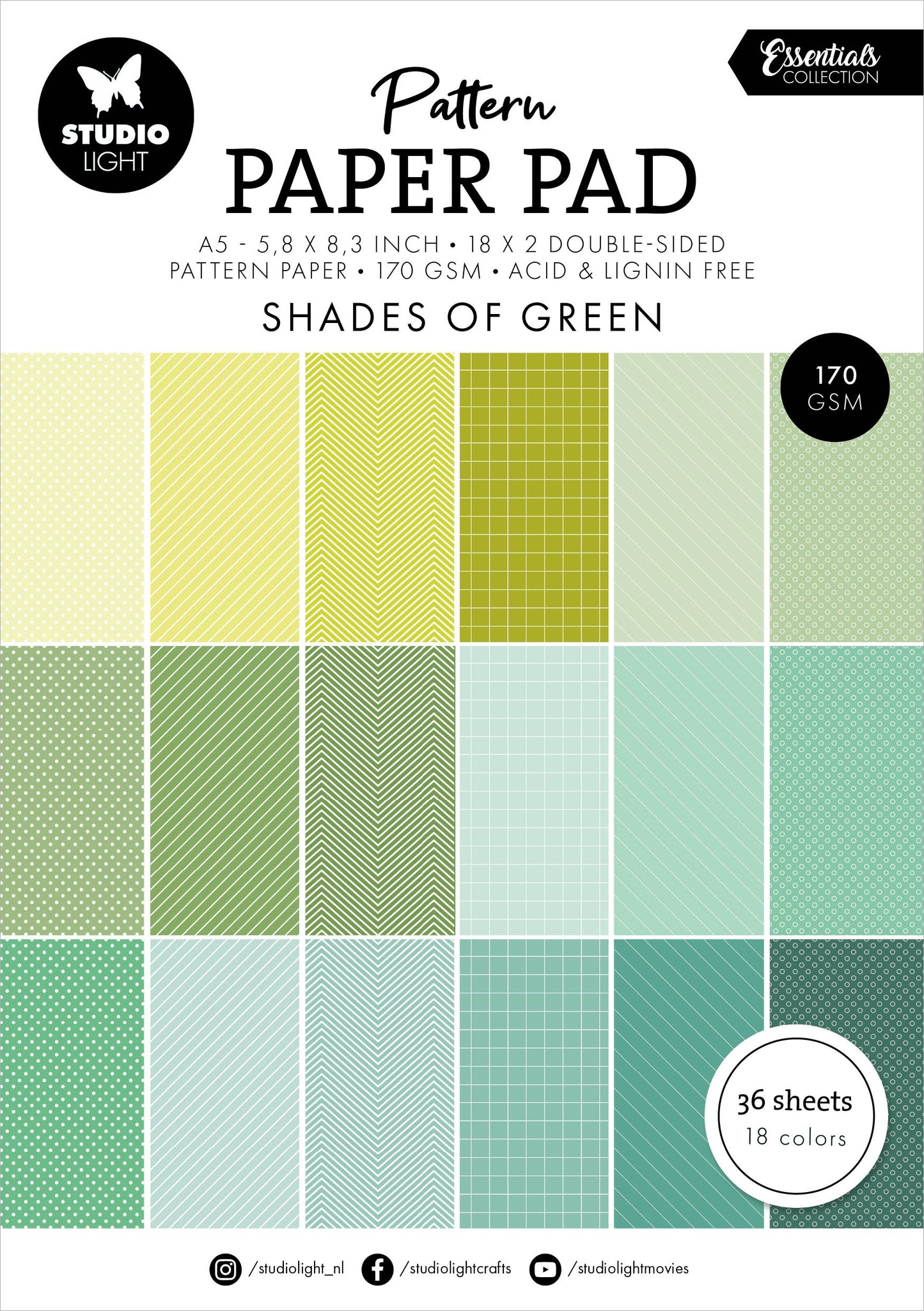 Shades of Green Pattern A5 Paper Pad