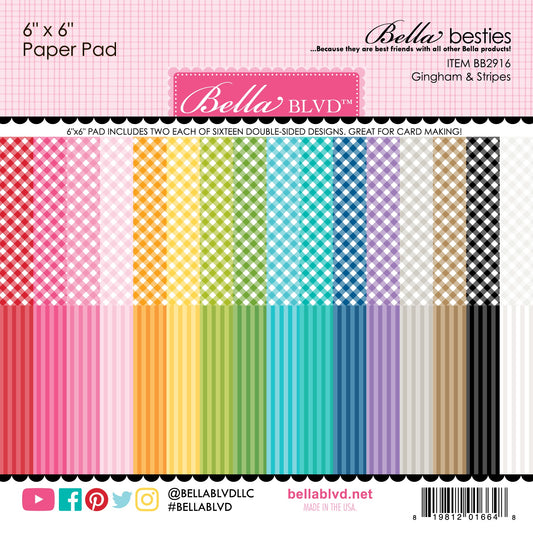 Bella Besties Gingham & Stripes 6x6 Paper Pad