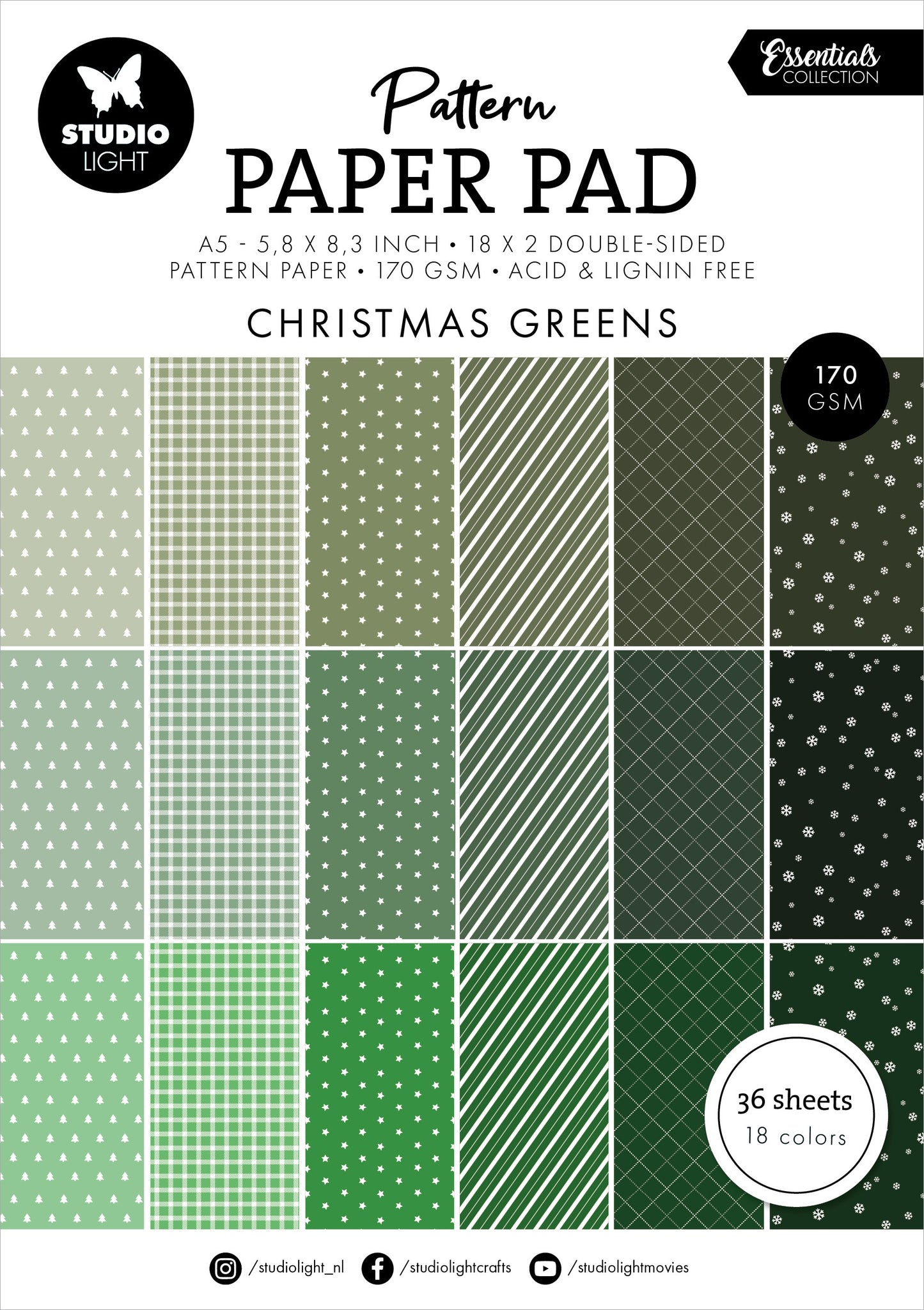 Christmas Greens Pattern A5 Paper Pad