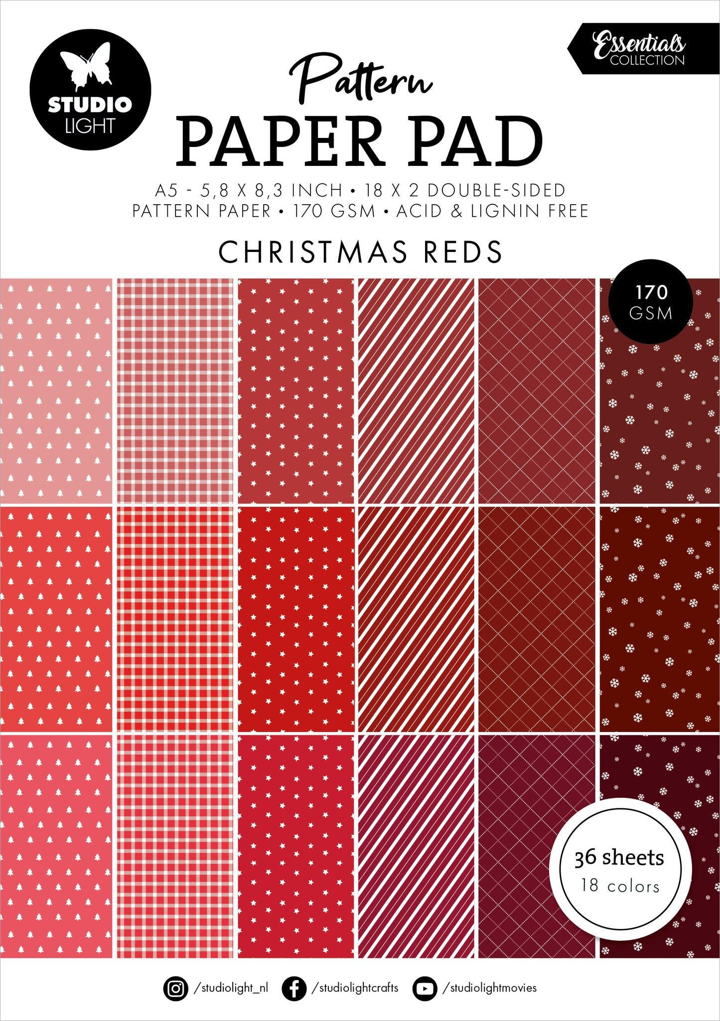 Christmas Reds Pattern A5 Paper Pad