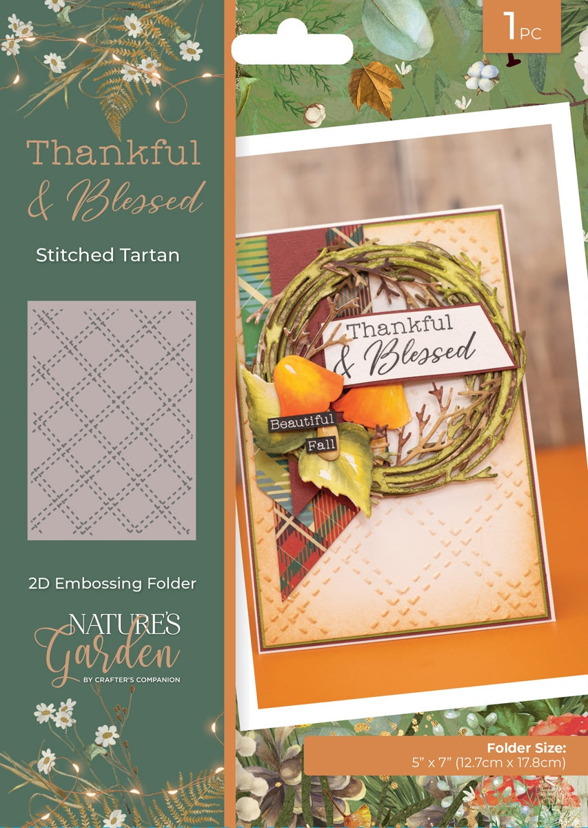 Thankful & Blessed Stitched Tartan Embossing Folder