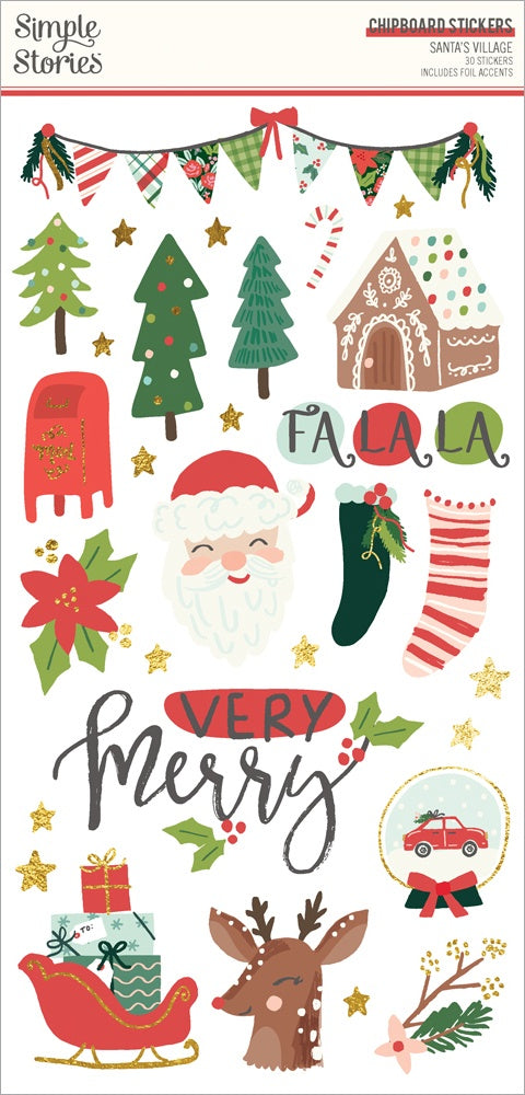 Santa's Village Chipboard Stickers