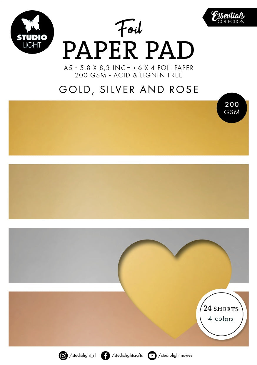 Gold, Silver & Rose A5 Foil Paper Pad