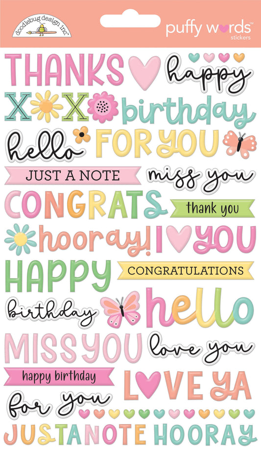 Butterfly Kisses Puffy Words Stickers