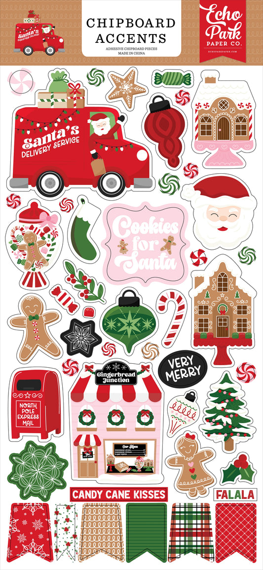 Santa's Christmas Delivery Chipboard Accents