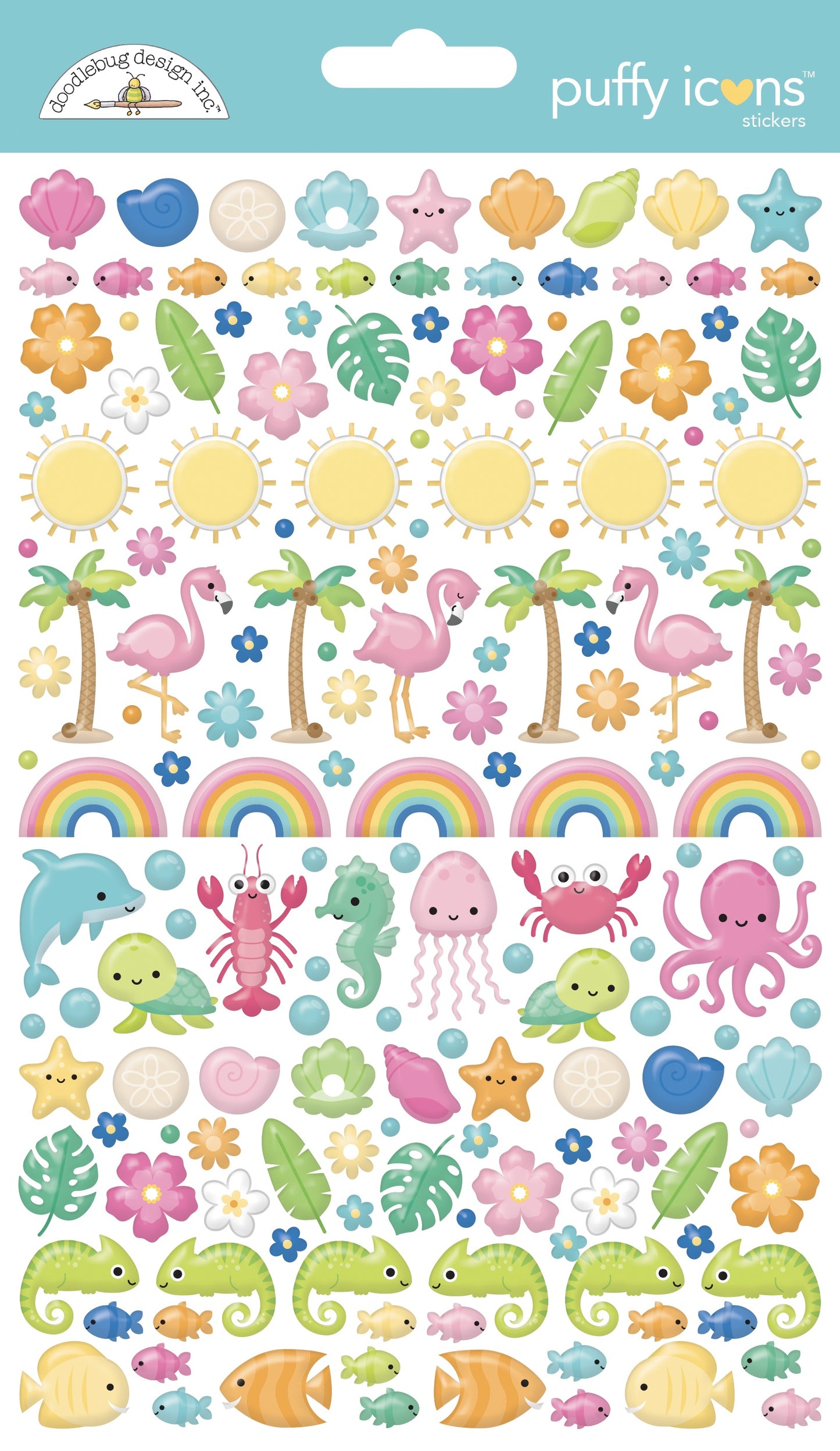 Summer Fun Icons Puffy Stickers
