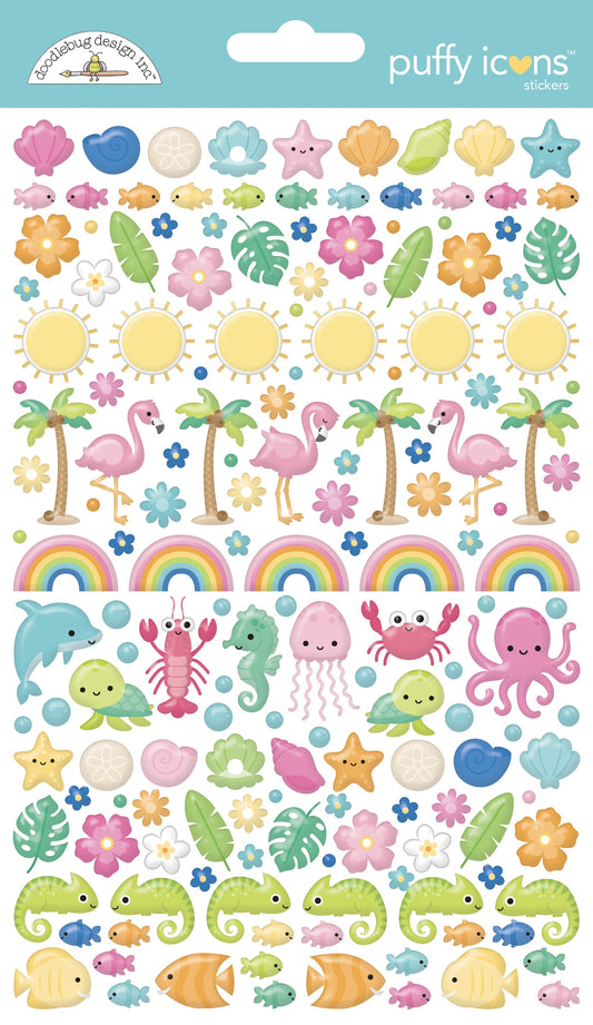 Summer Fun Icons Puffy Stickers