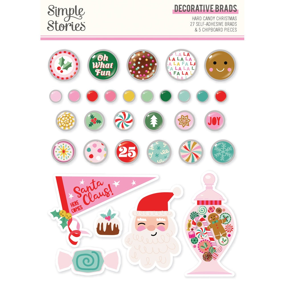 Hard Candy Christmas Decorative Brads