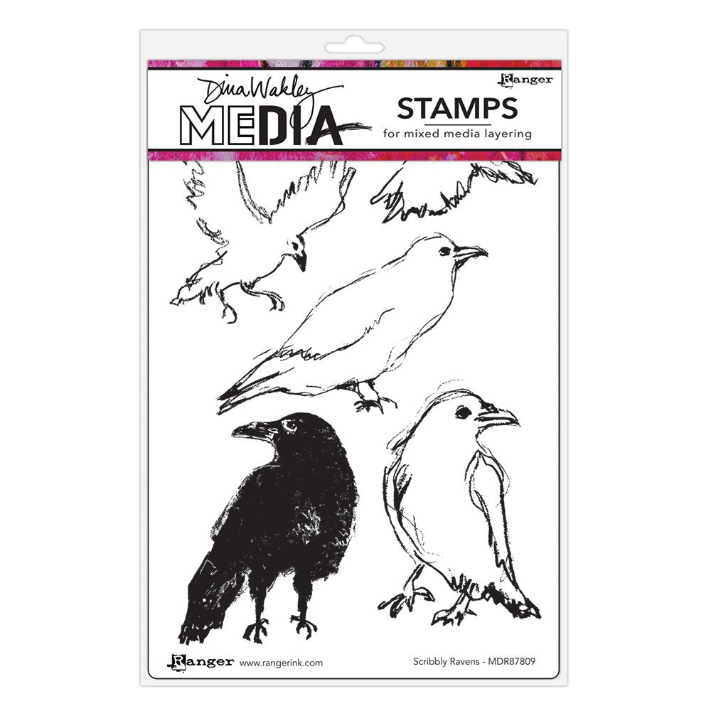 Scribbly Ravens Rubber Cling Stamp Set