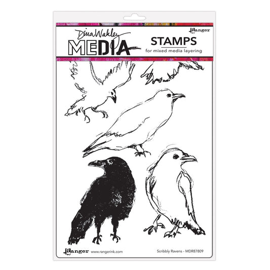 Scribbly Ravens Rubber Cling Stamp Set