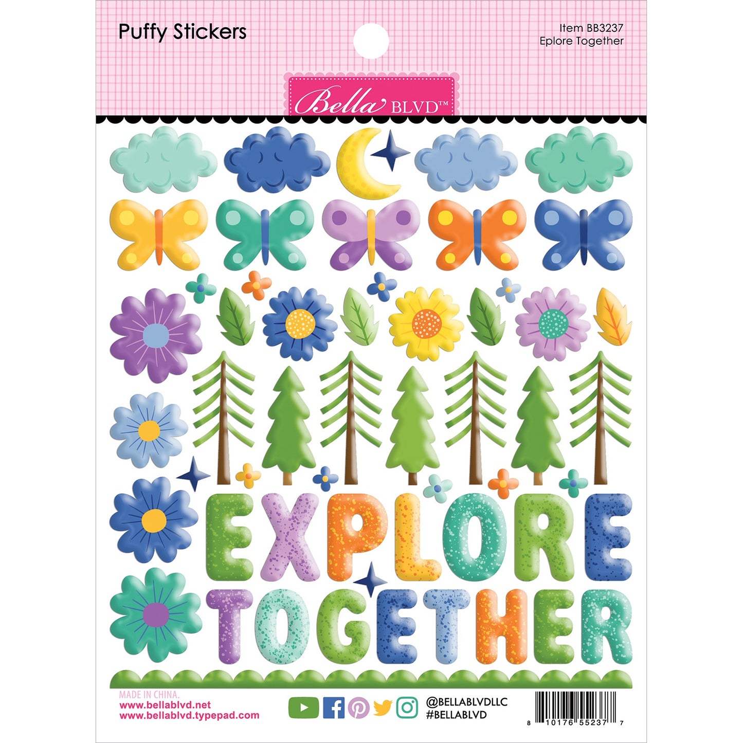 Adventure Awaits Explore Together Puffy Stickers