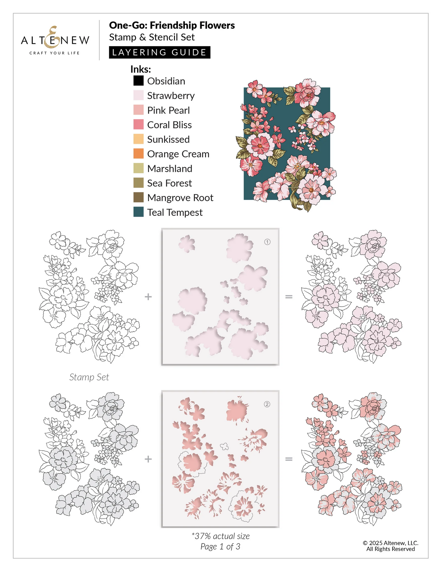 One-Go: Friendship Flowers Stencils 
