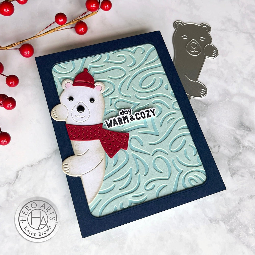 Peeking Winter Bear Fancy Die