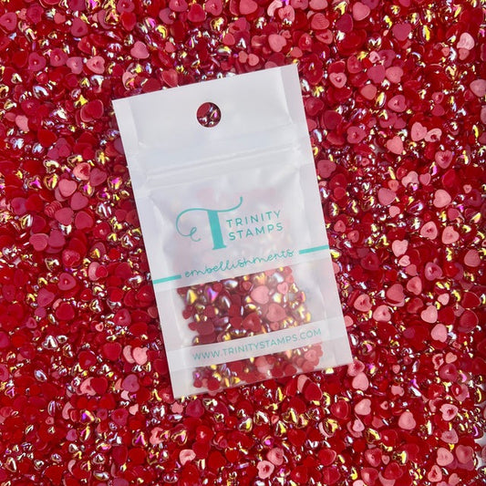 Red Rose Heart Baubles Embellishment Mix 