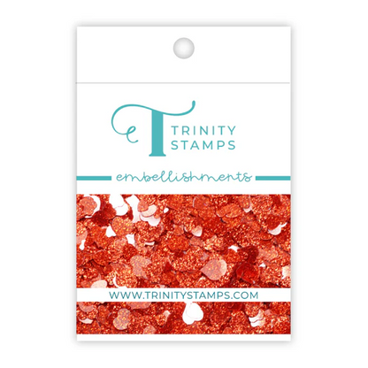 Red Sparkle Hearts Confetti Embellishments 